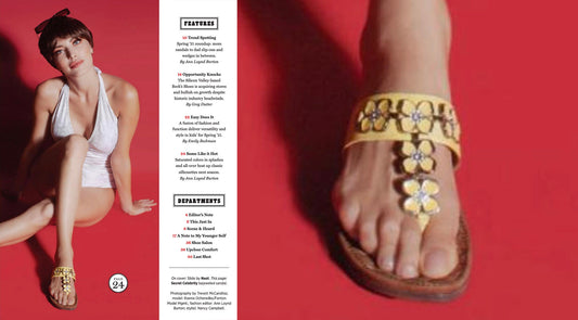 Cover Footwear Plus Model Wearing Secret Celebrity Thong Sandal