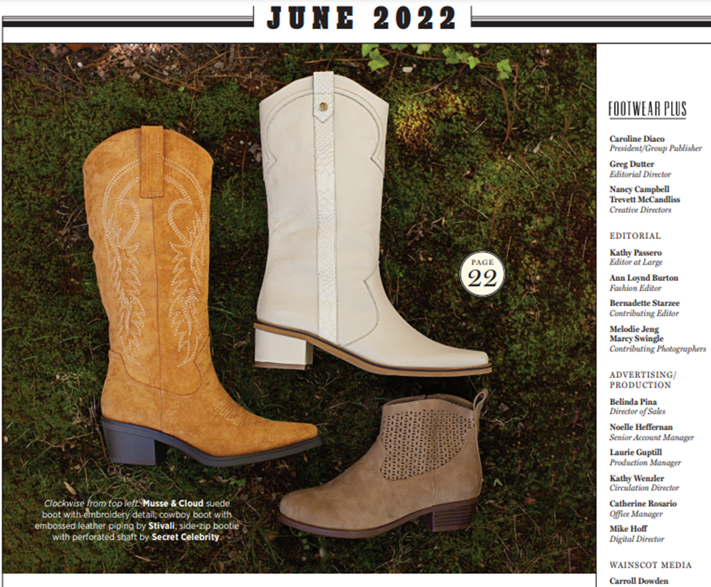 Enjoiya Boot for Fall 23 Highlighted in June Issue of Footwear Plus