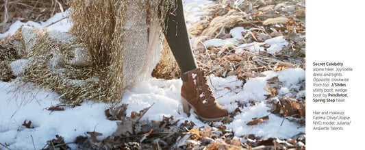 Secret Celebrity "Hiker Chic" Photo Spread in January Footwear Plus